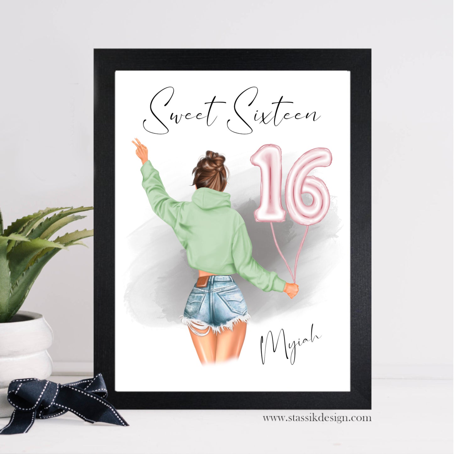 Personalised Sweet Sixteen Illustration Print - Hoodie Design
