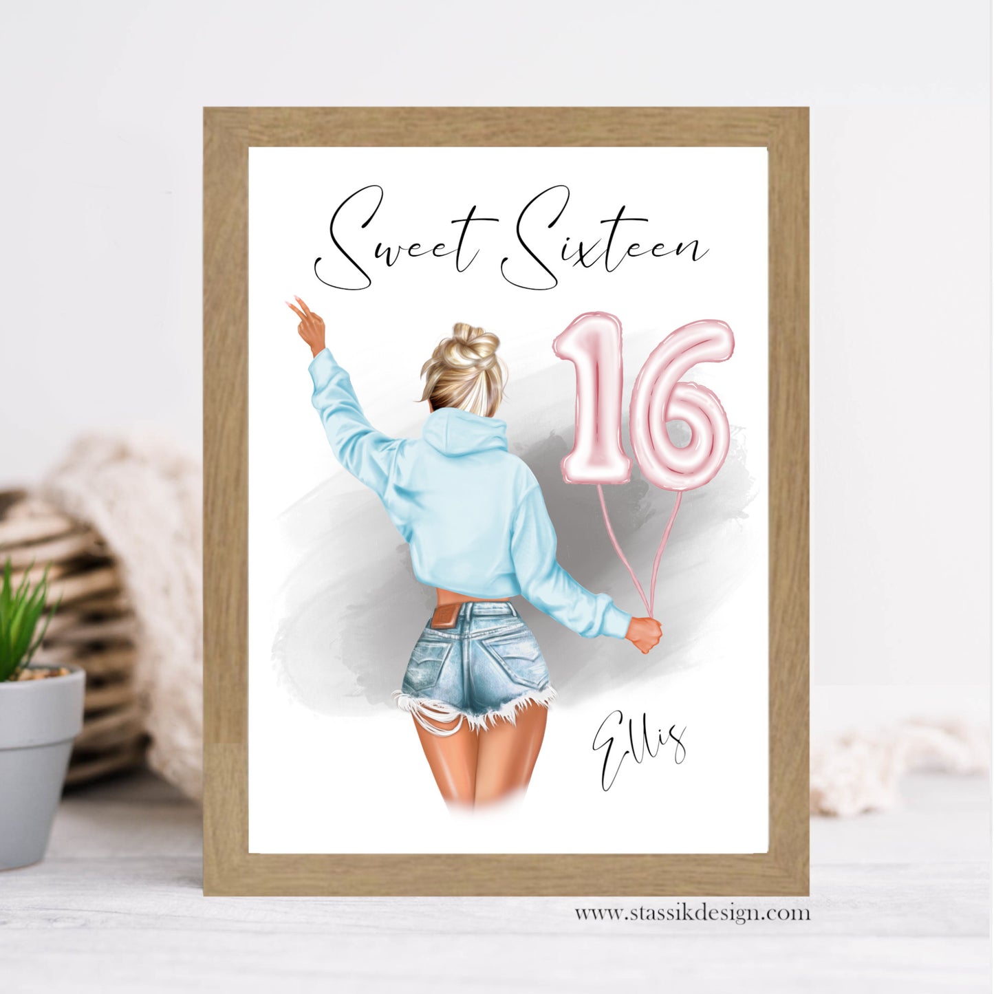 Personalised Sweet Sixteen Illustration Print - Hoodie Design