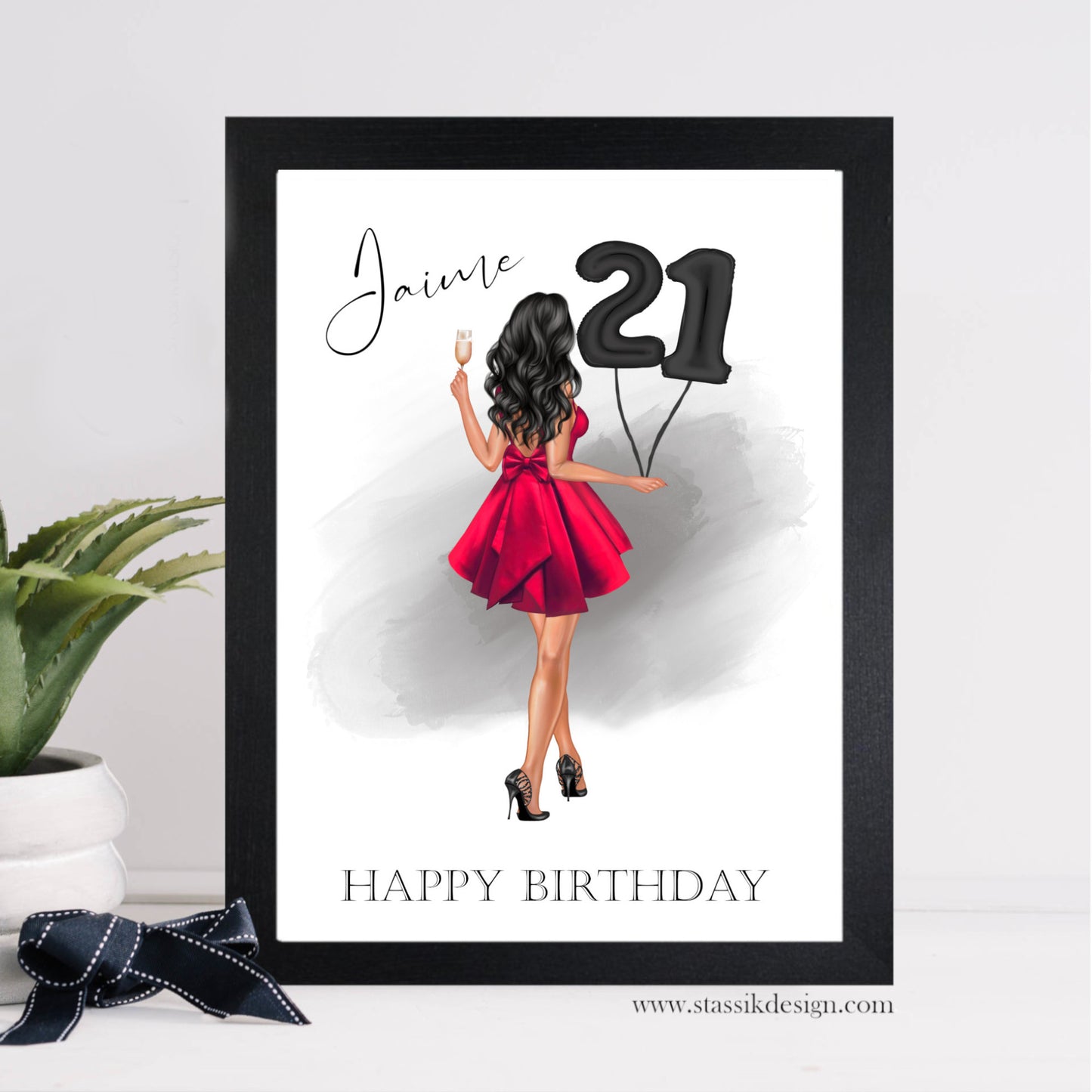 Personalised 21st Birthday Illustration Print