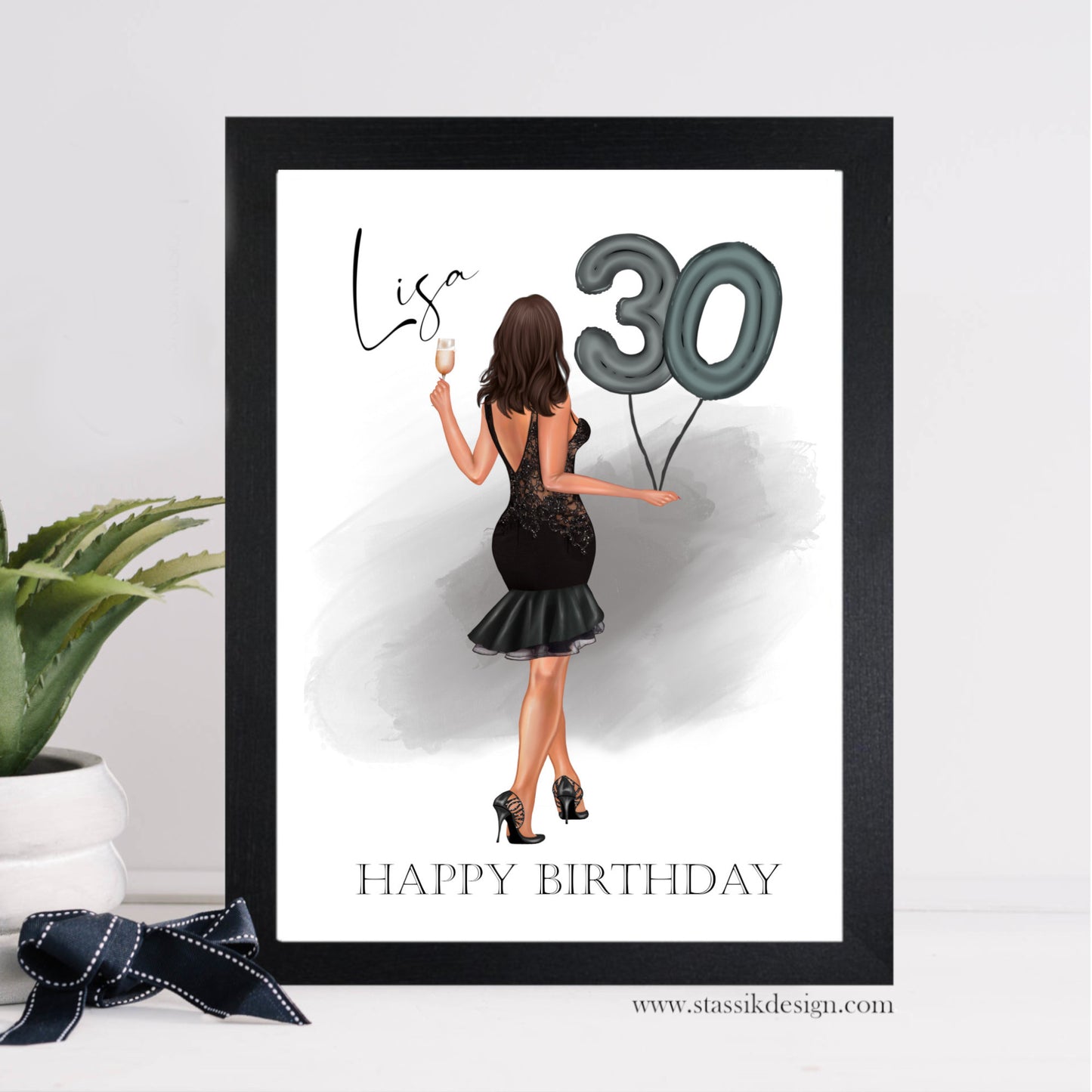 Personalised 30th Birthday Illustration Print