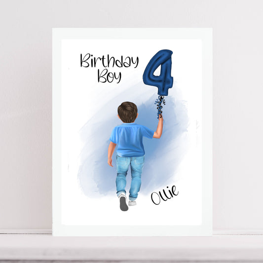 Personalised Children's Birthday Boy Illustration Print