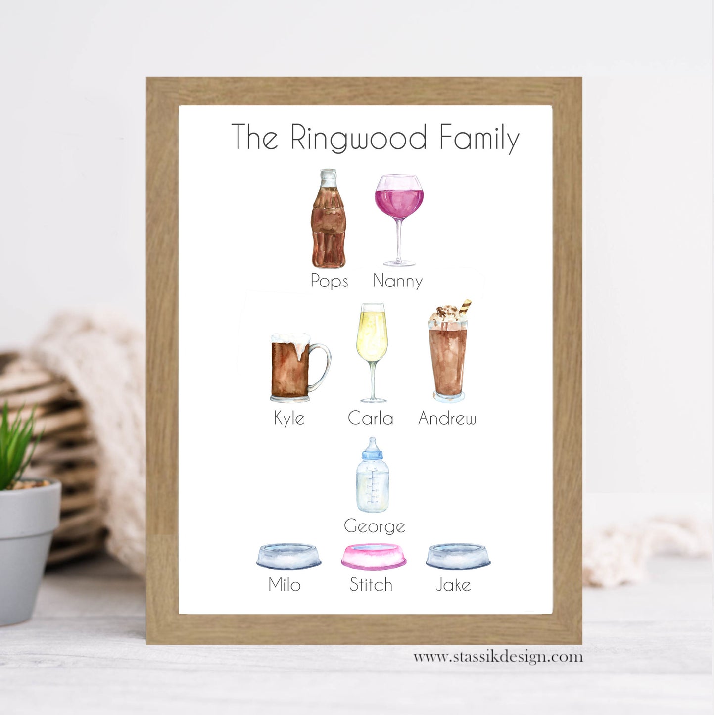 Personalised Family Print - Drinks Family Tree