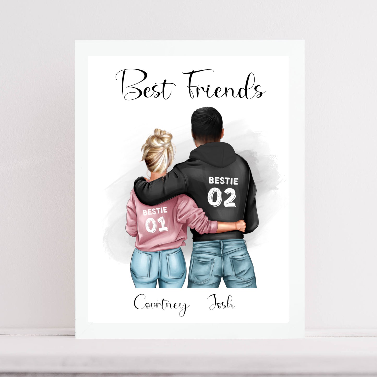 Personalised Boy & Girl Best Friend Print - Hoodie Design