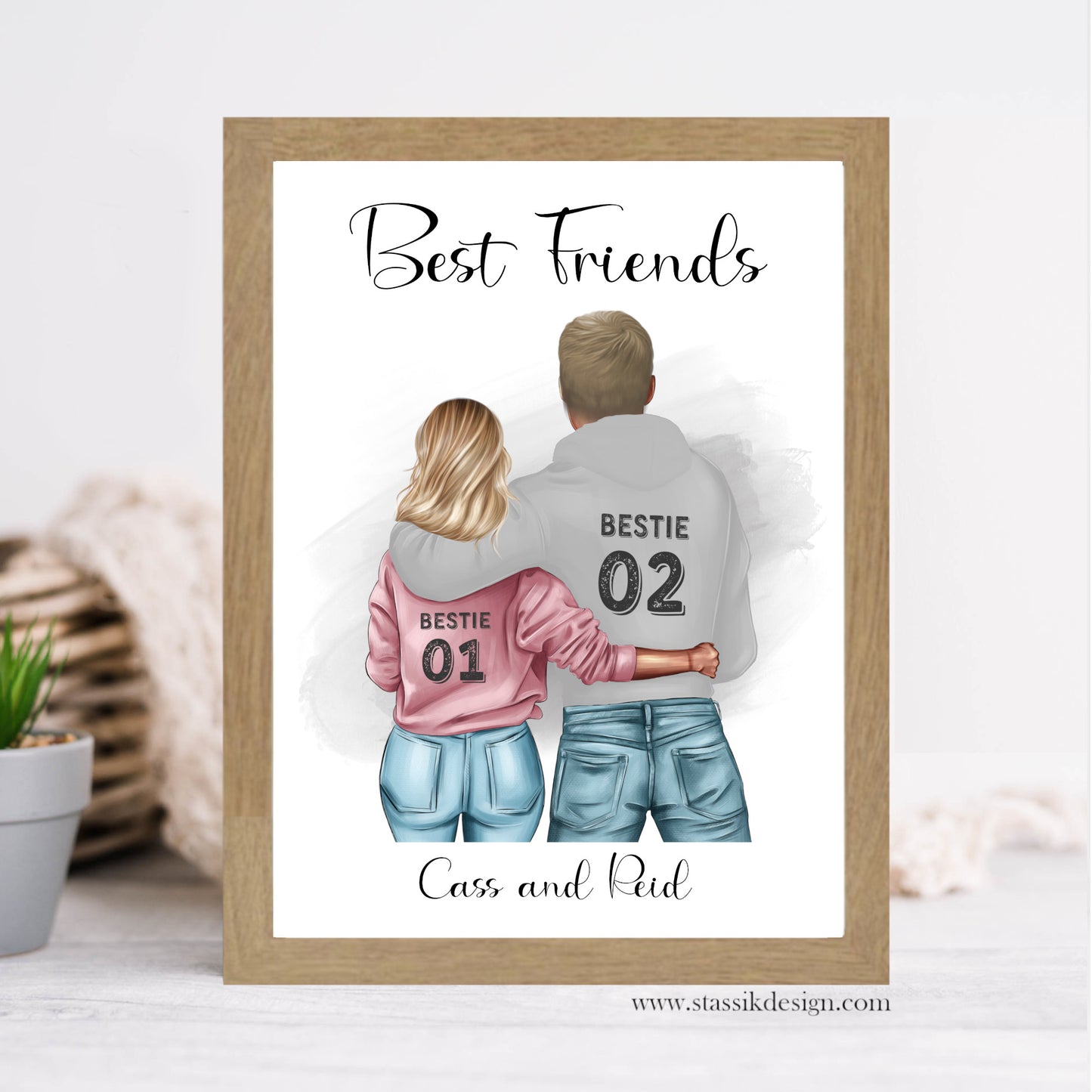 Personalised Boy & Girl Best Friend Print - Hoodie Design