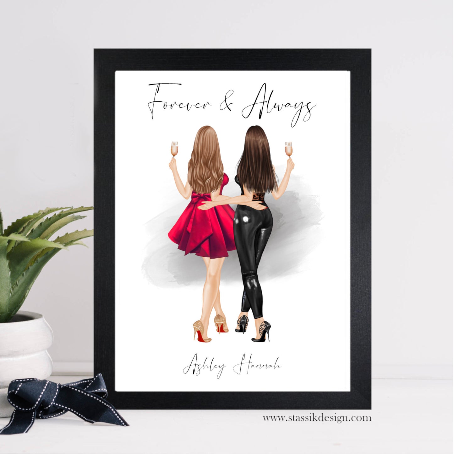 Personalised Best Friend Illustration Print - Girls night out