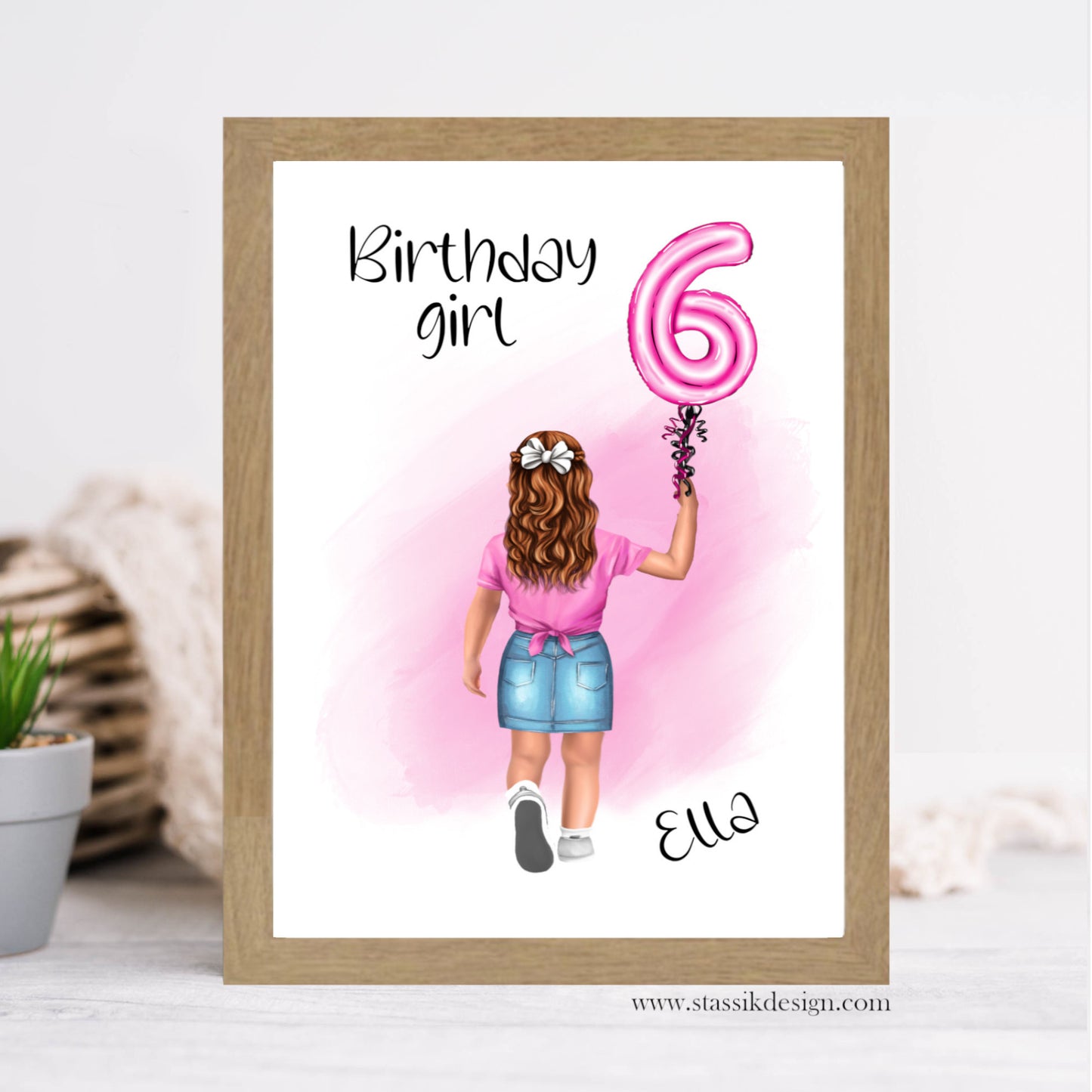Personalised Children's Birthday Girl Illustration Print