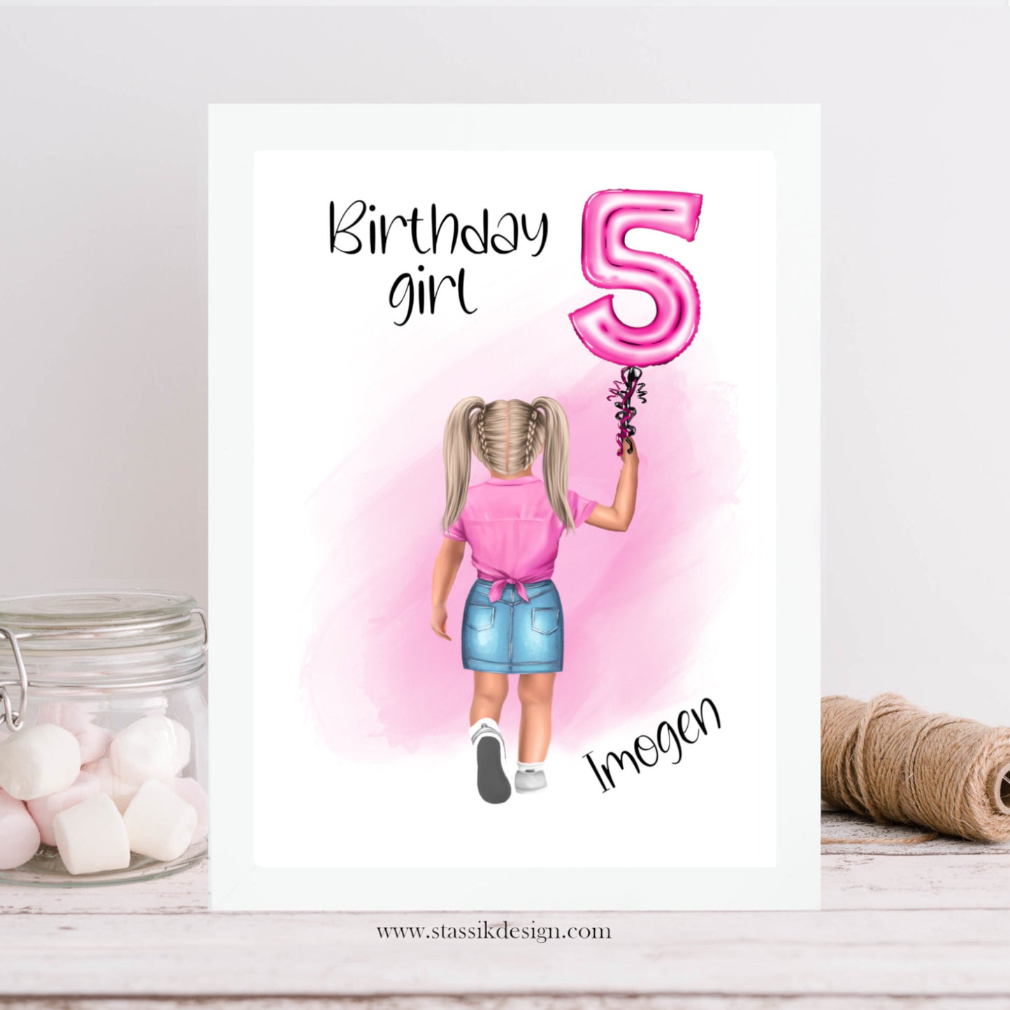 Personalised Children's Birthday Girl Illustration Print