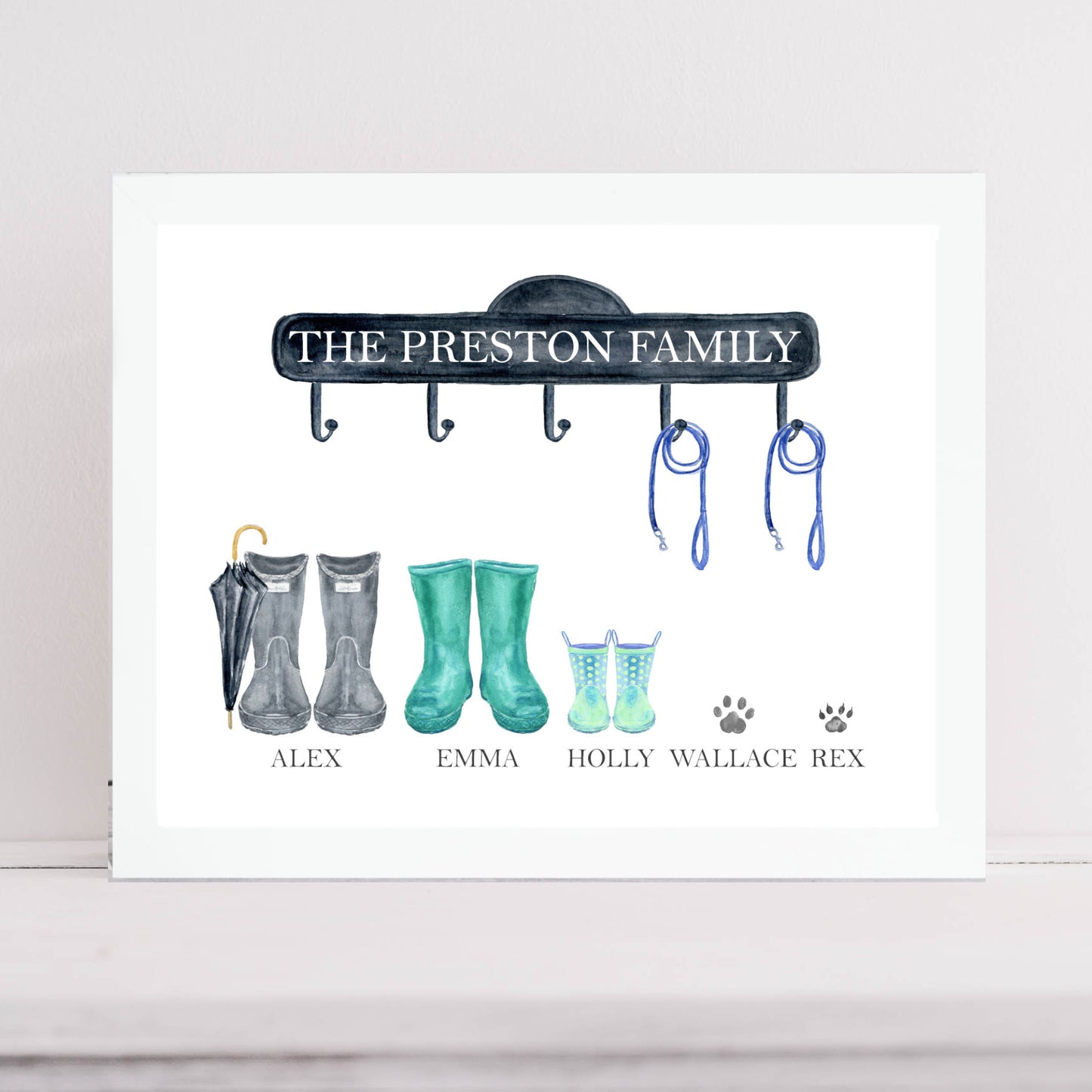 Family Wellies Personalised Print