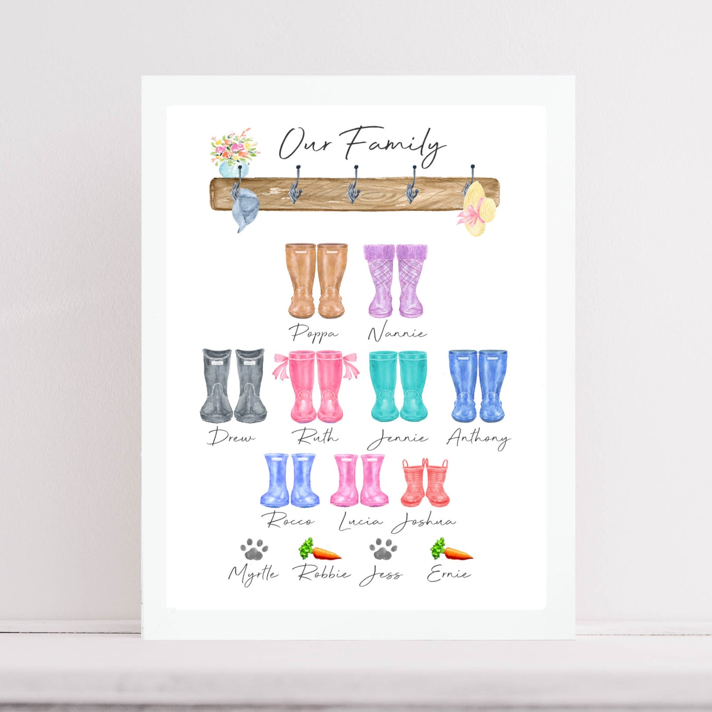 Welly Boot Family Tree Print