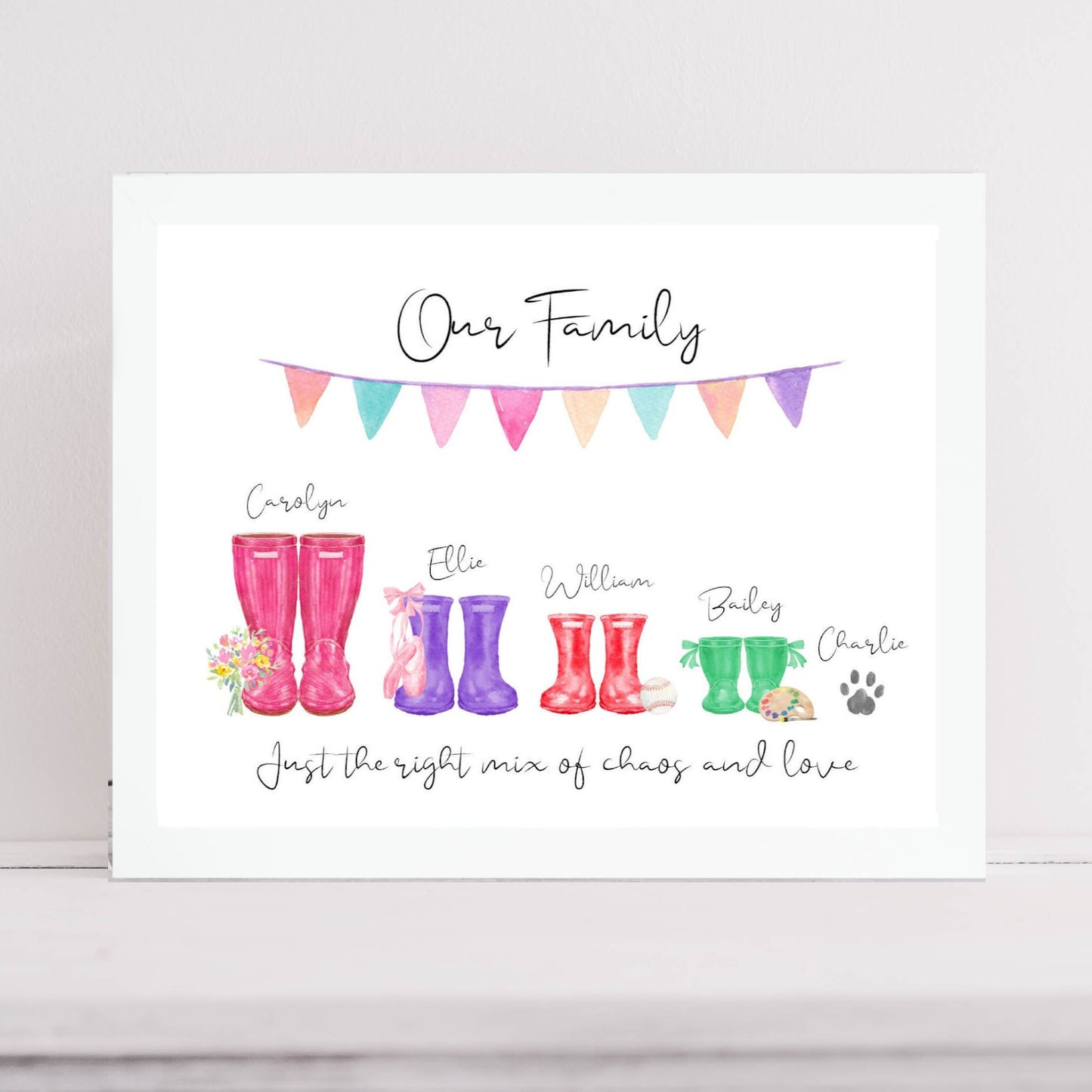 Family Wellies Personalised Print