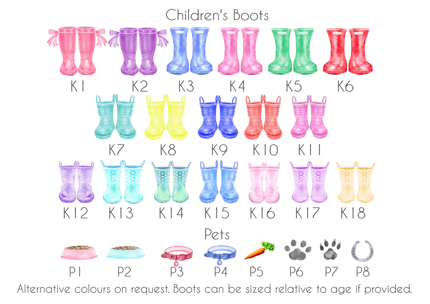 Personalised Family Wellies Print