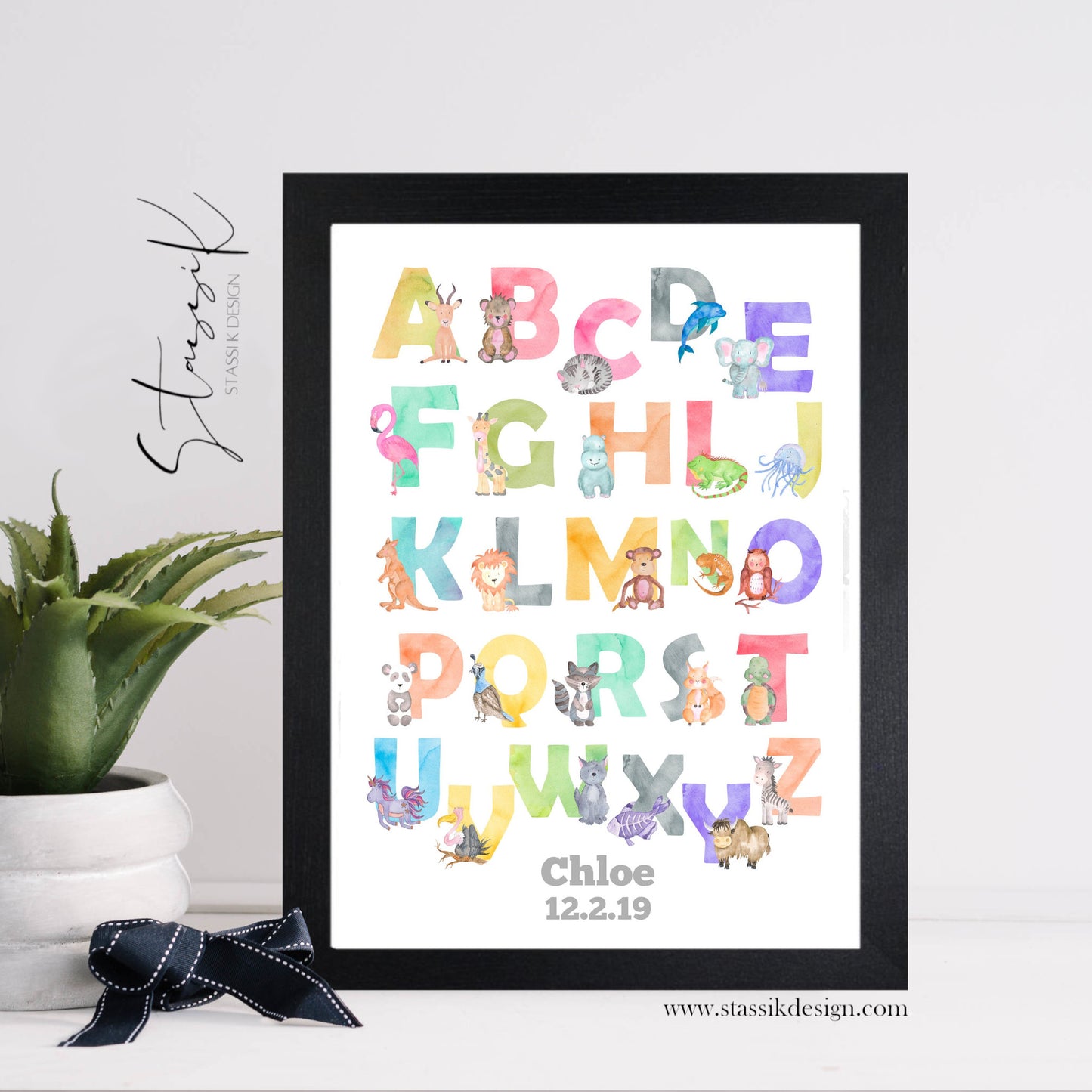 Personalised Nursery Print - Watercolour Alphabet
