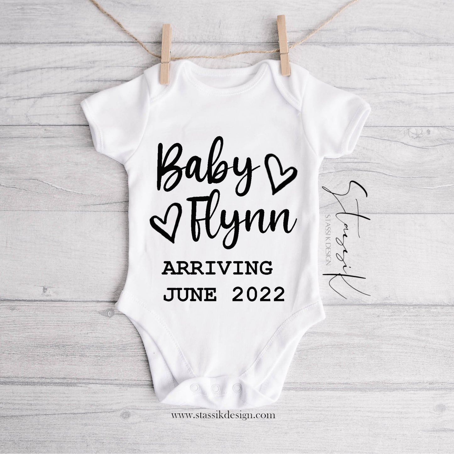 Personalised Pregnancy Announcement Baby Vest - Name & Date
