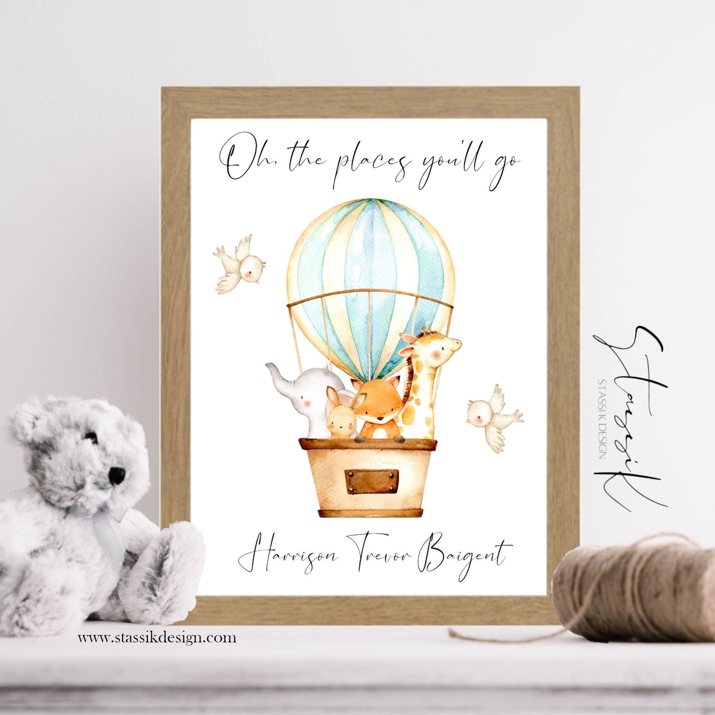 Personalised Nursery Print - 'Oh the places you'll go' - Blue