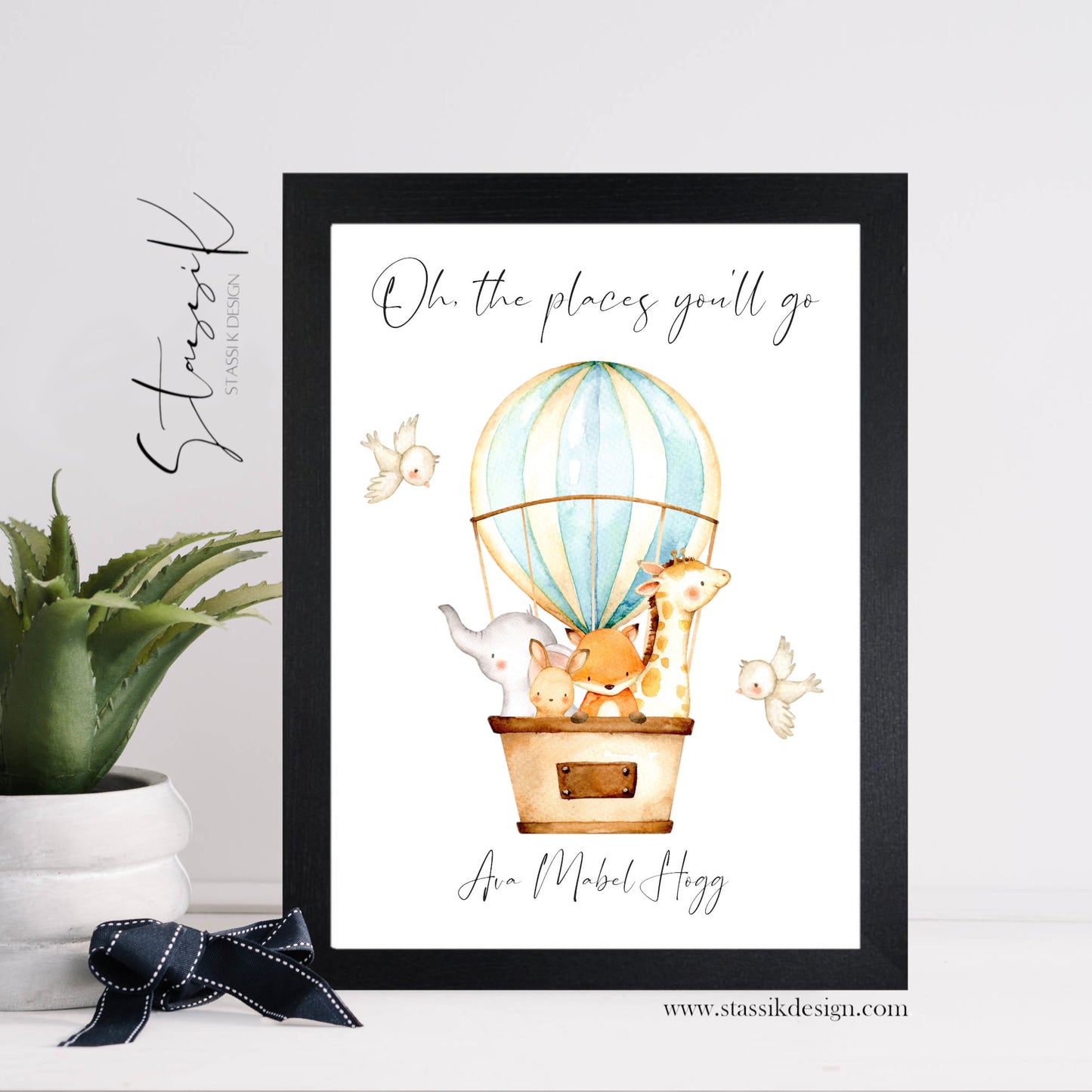 Personalised Nursery Print - 'Oh the places you'll go' - Blue