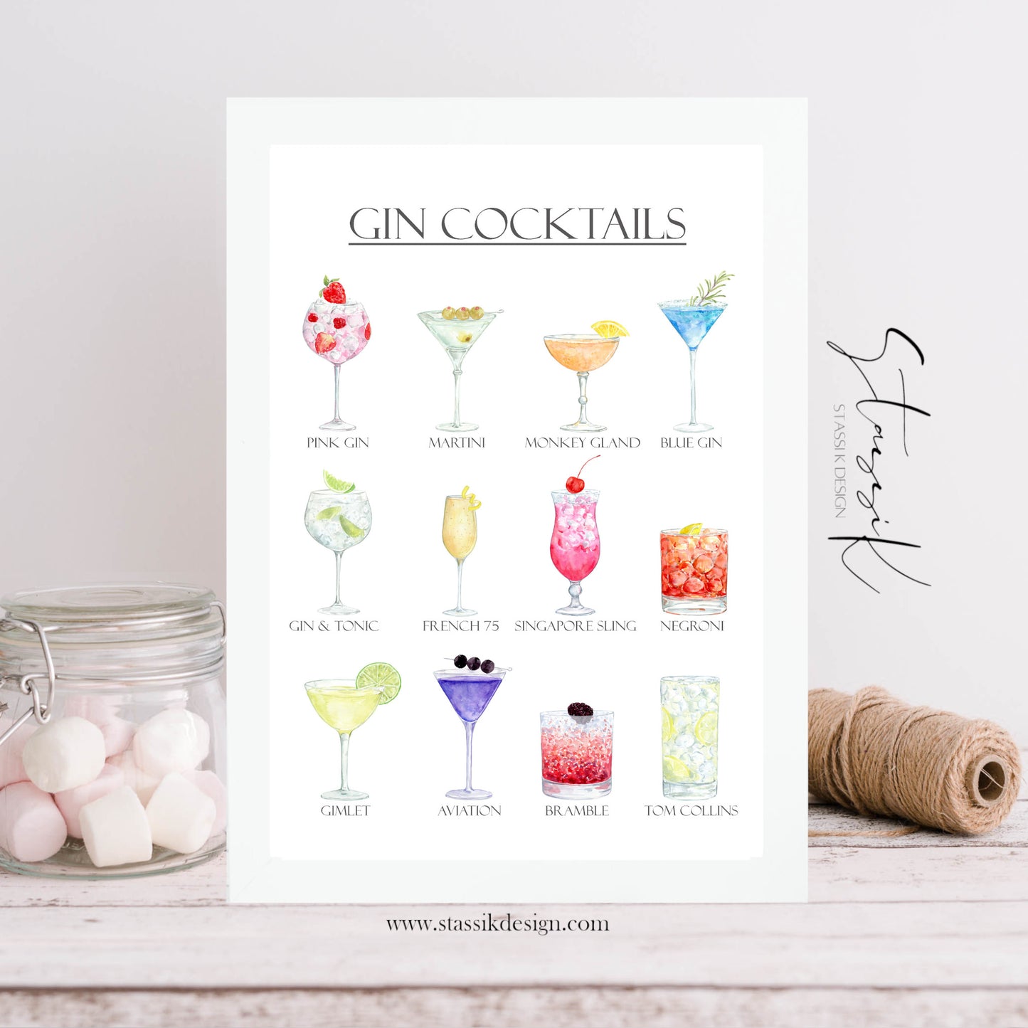 Bar Print - Gin Cocktails Menu
