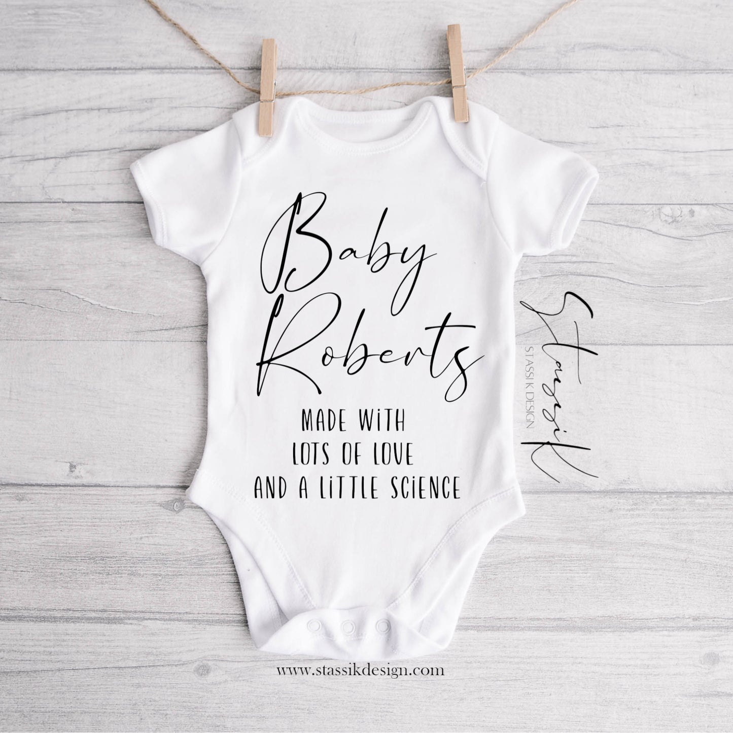 Personalised Pregnancy Announcement Baby Vest - Love & Science