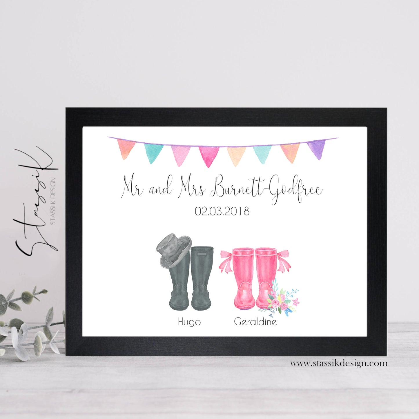 Personalised Wedding Welly Boot Print