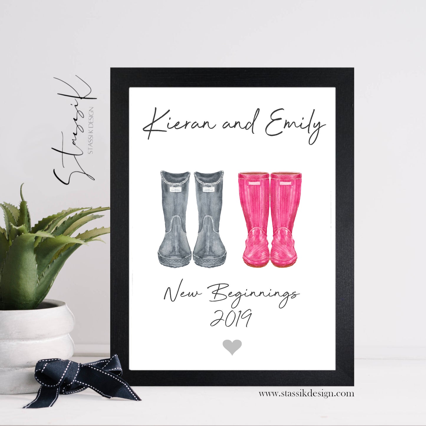 Personalised Couple Welly Boot Print - 'Dancing in the rain'