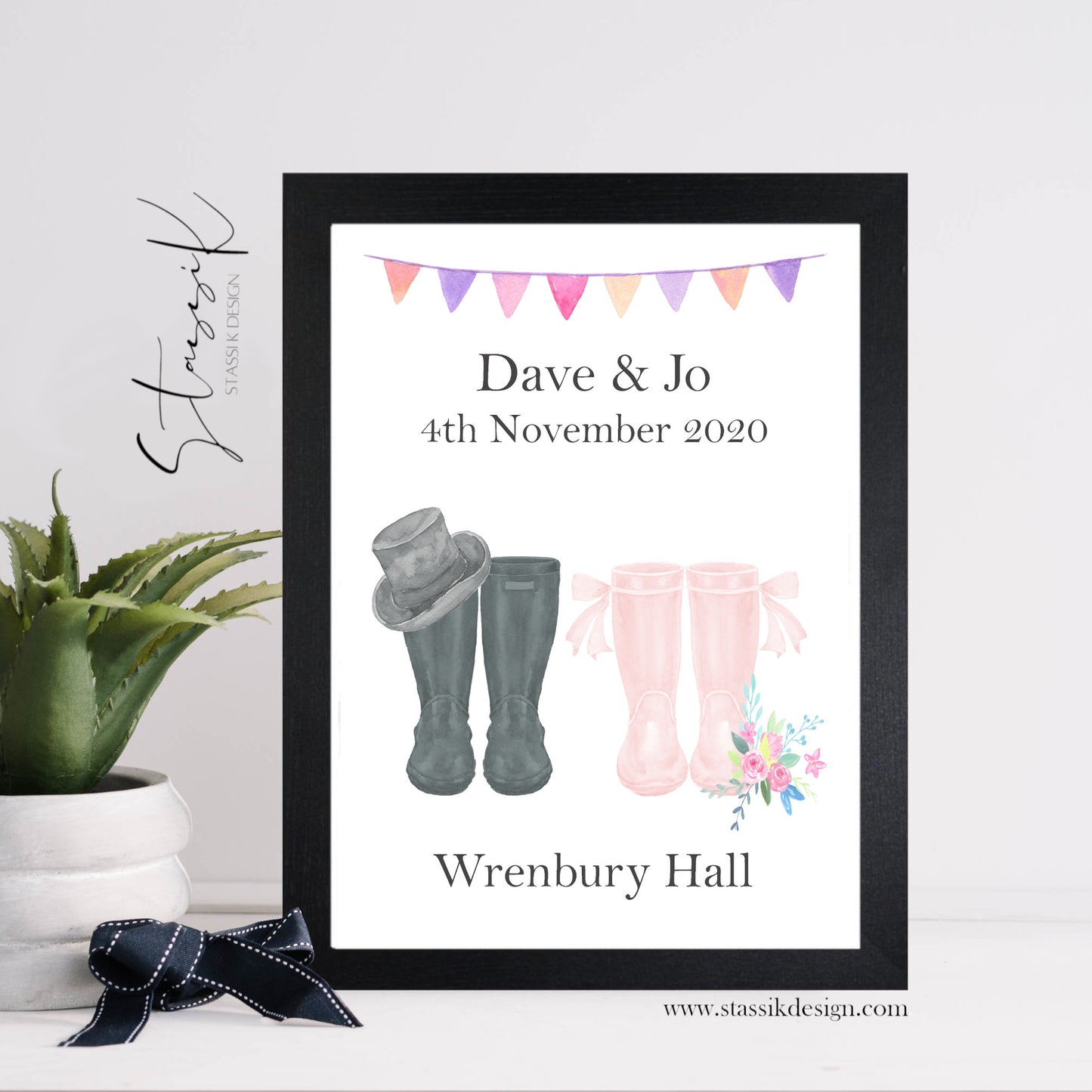 Bride and Groom Welly Boot Print