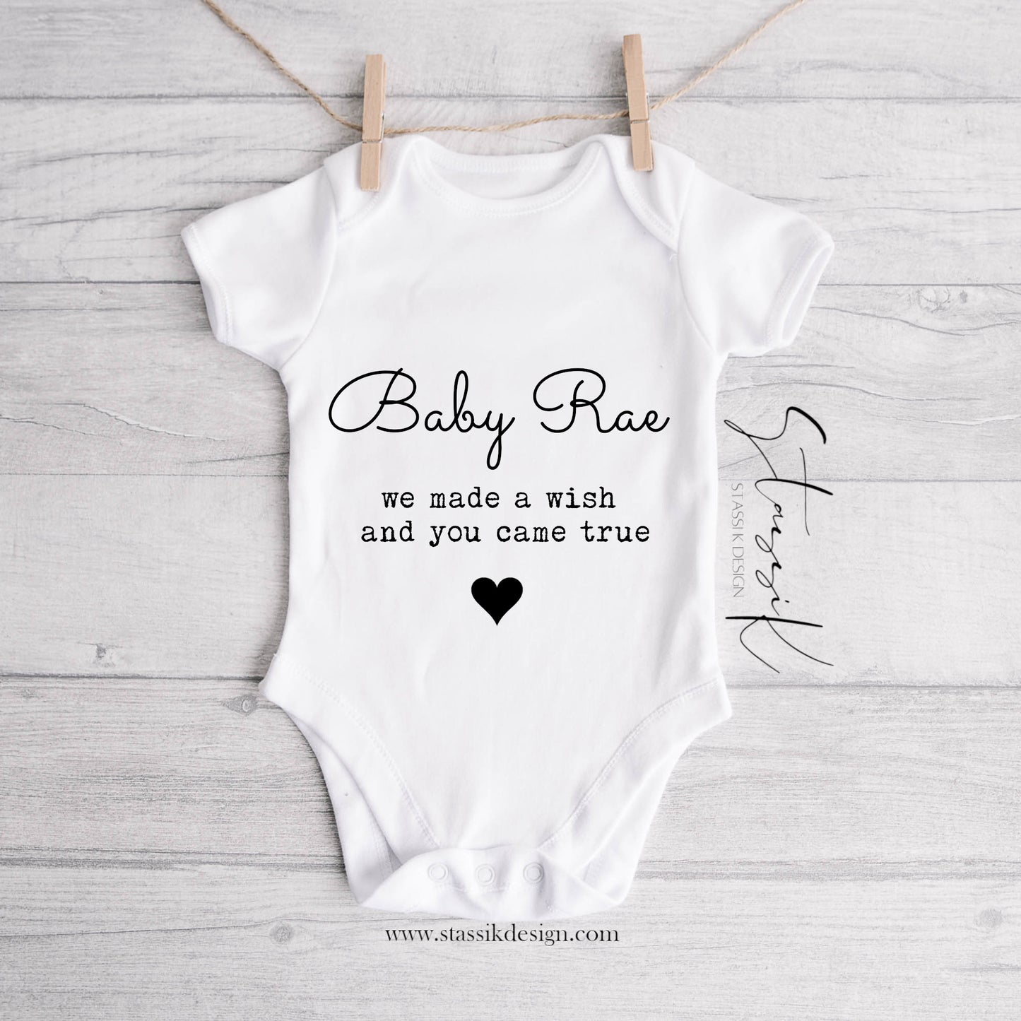 Personalised Pregnancy Announcement Baby Vest - 'We made a wish'
